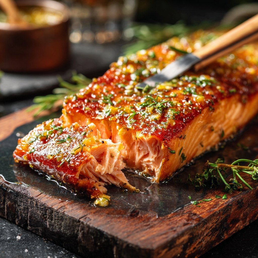 Weihnachtslachs aus dem Ofen mit Honig-Senf-Glasur​