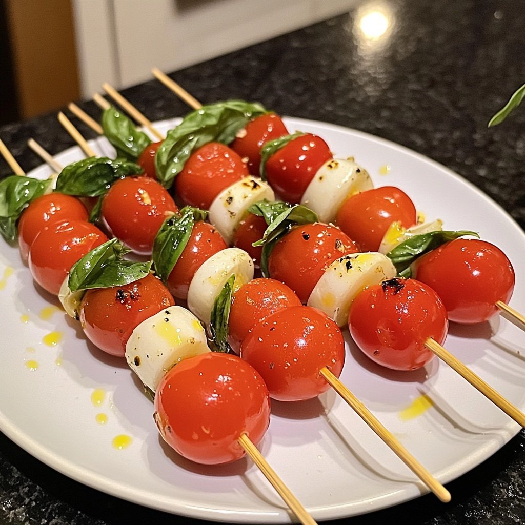 Einfache Caprese Kirsch Tomaten Spieße