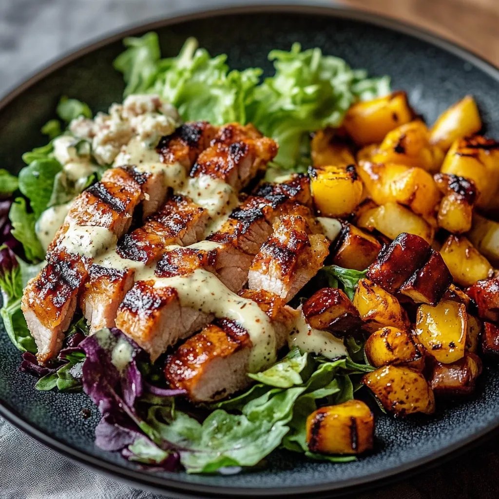 Köstlicher BBQ Hähnchen Salat