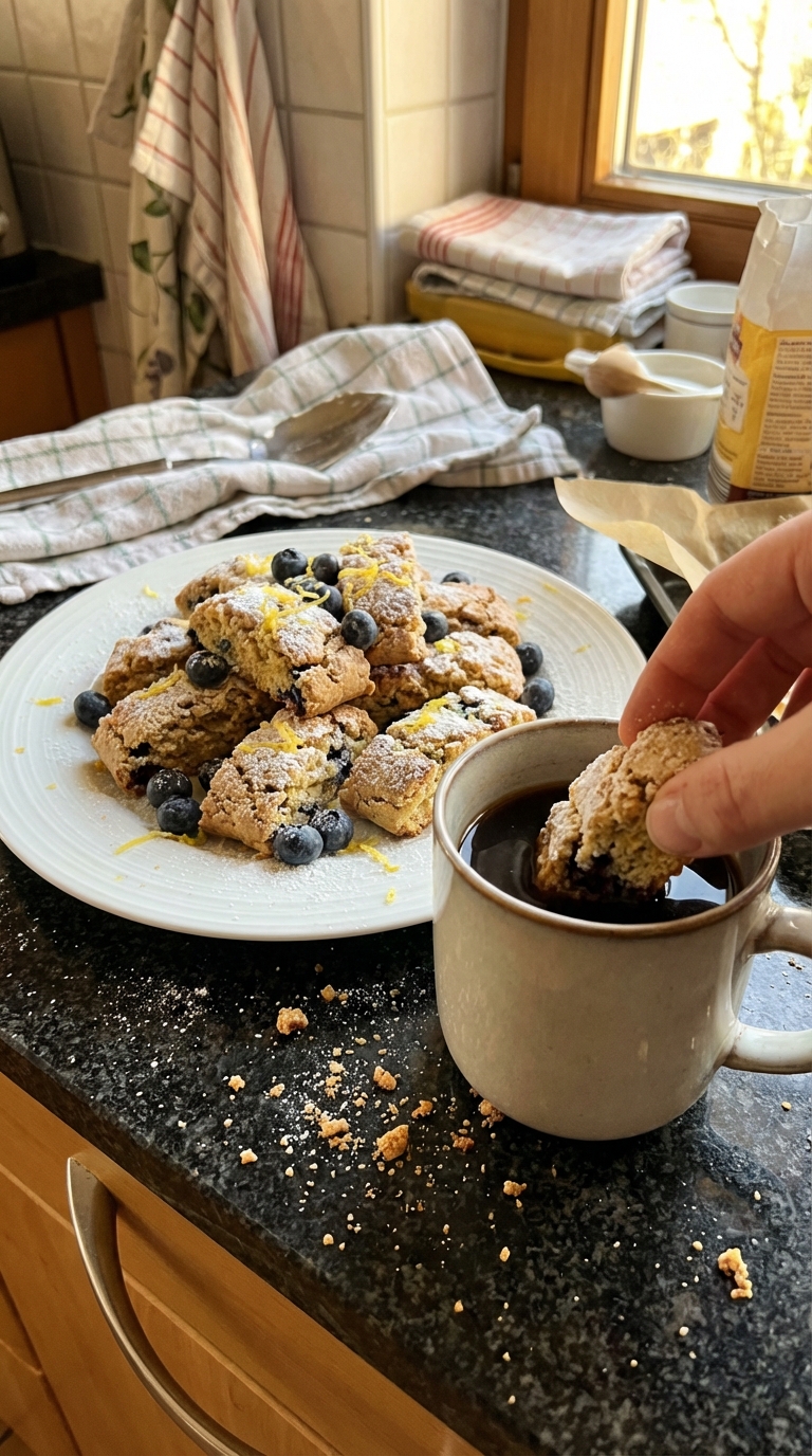 Zitronen Heidelbeer Biscotti Bissen​