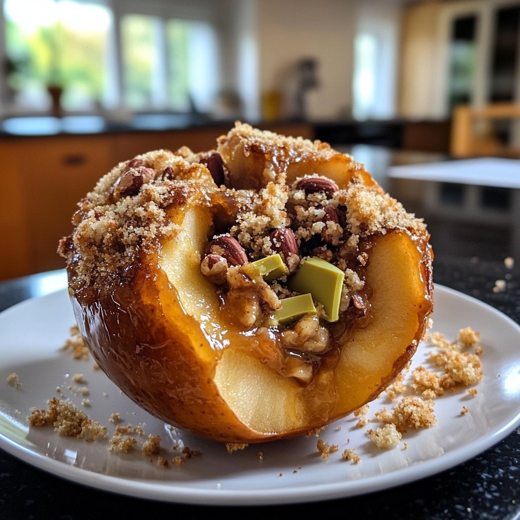 Festlicher Bratapfel mit Marzipan und Nüssen