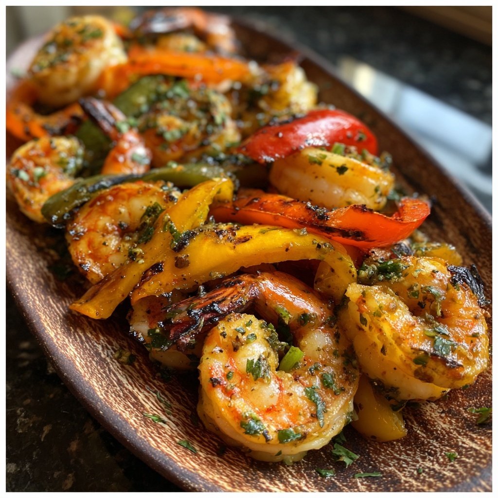 Gegrillte Garnelen mit Paprika