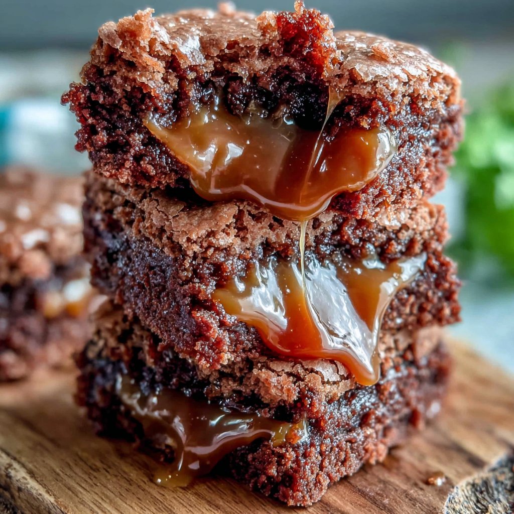 Fudgy-Brownies gefüllt mit Karamell