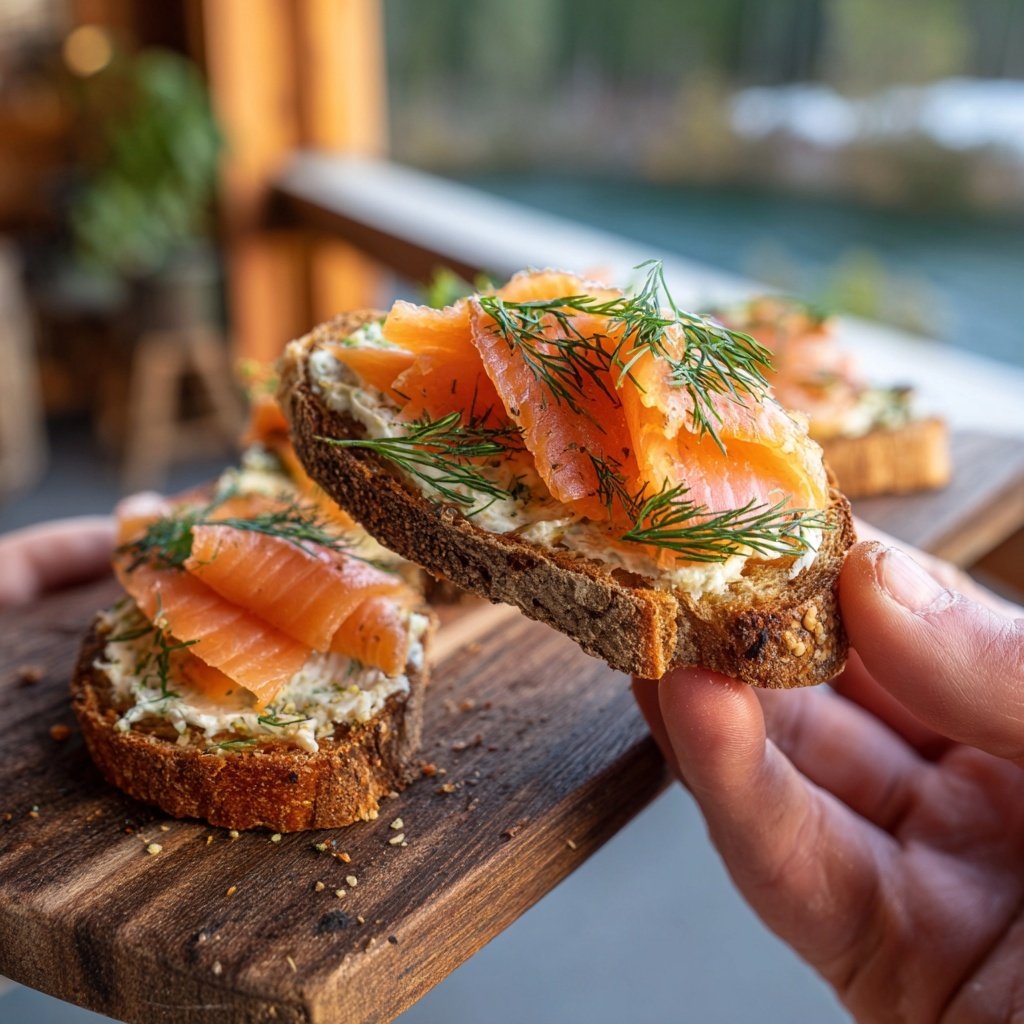 Geräucherter Lachs Crostini Dill