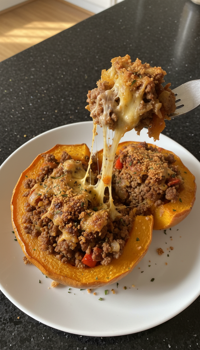 Gefüllter Eichelkürbis mit Rind