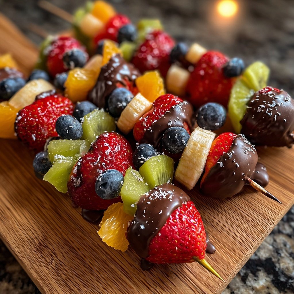 Schokoladenüberzogene Obstspieße
