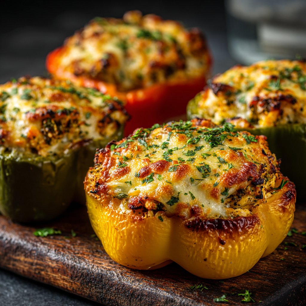 Käsig gefüllte Hähnchen Paprika