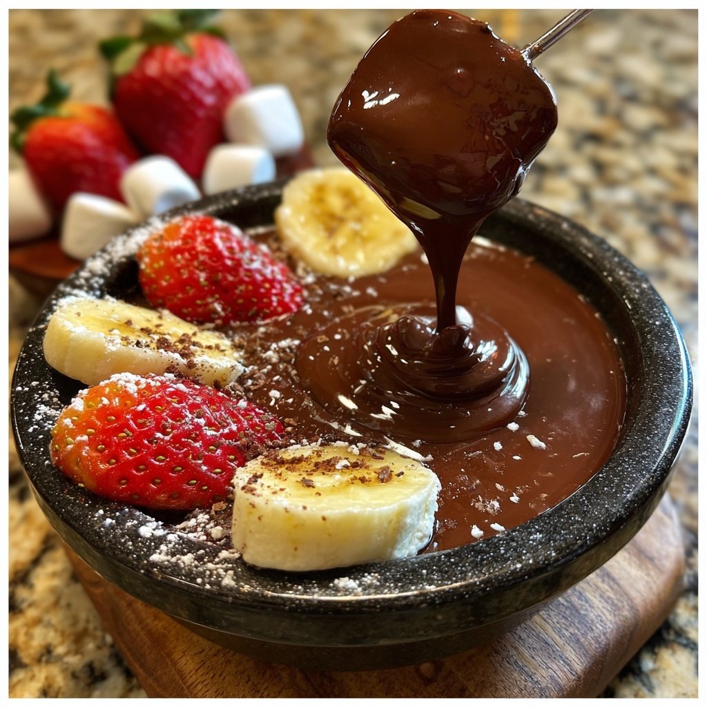 Schokoladenfondue mit frischen Früchten