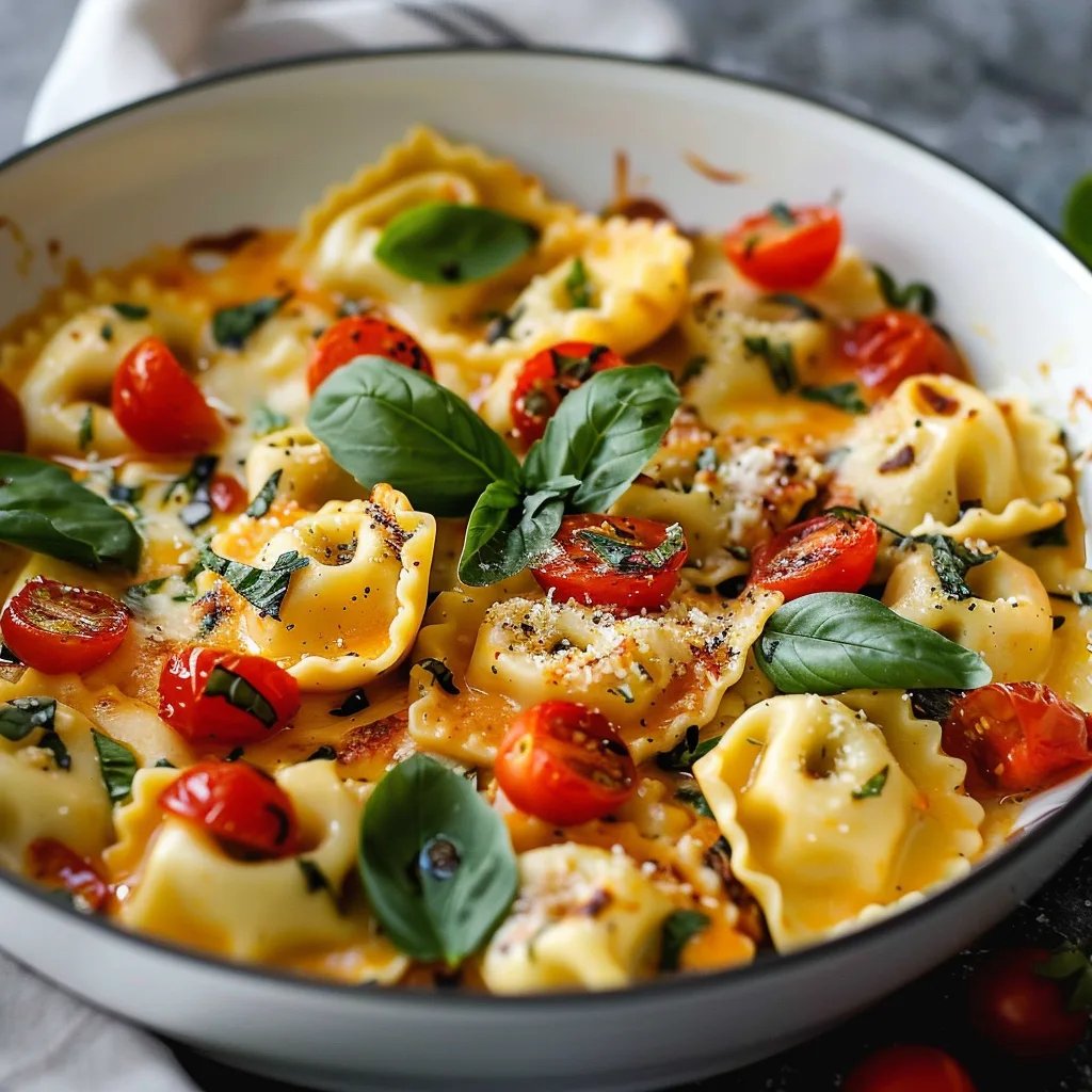 Tortellini-Auflauf mit Tomaten und Mozzarella