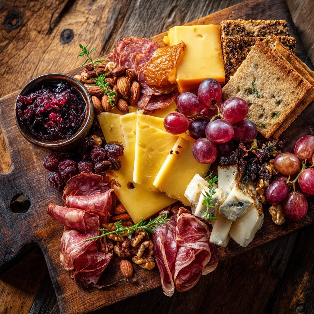 Festliches Charcuterie mit Nüssen und Trockenfrüchte