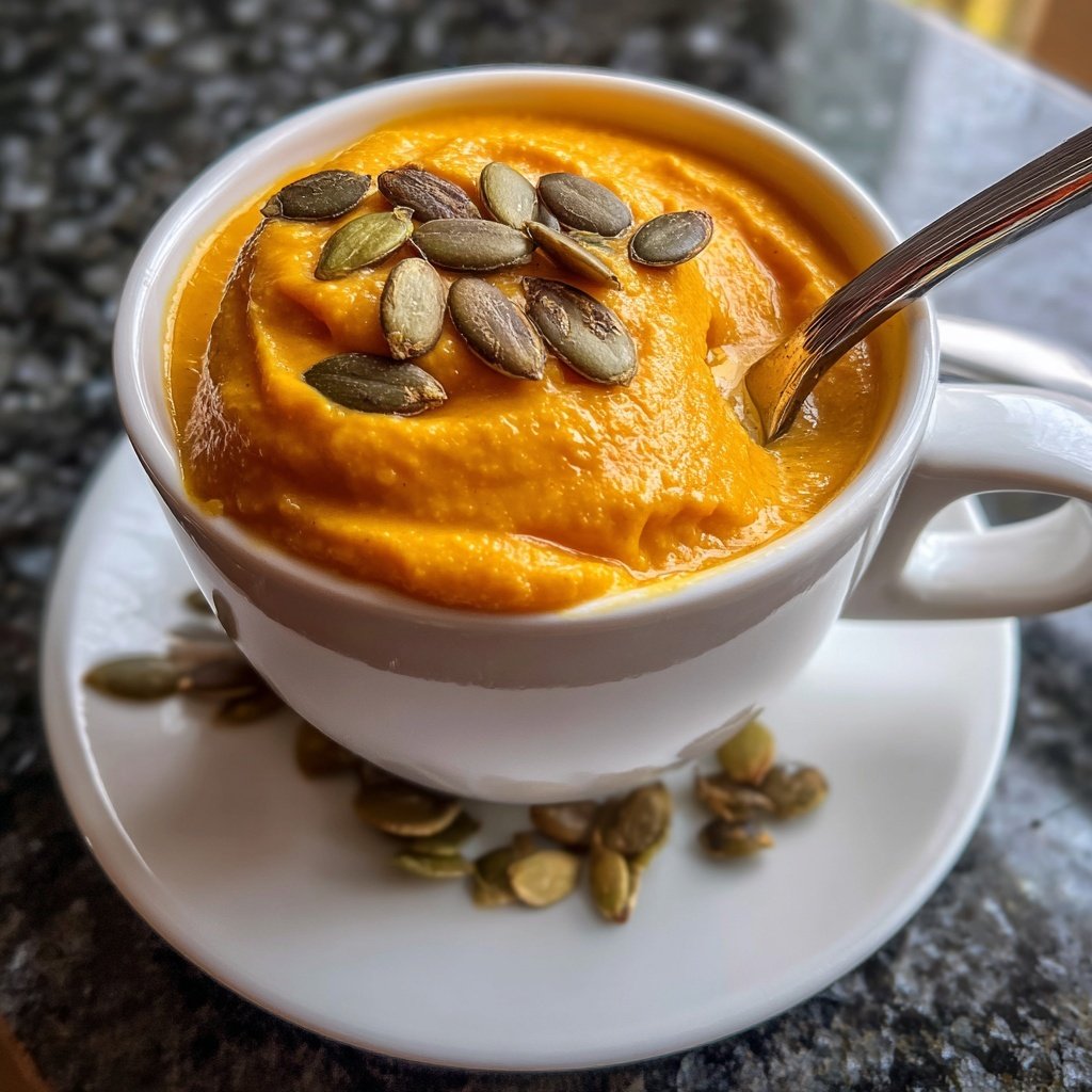 Kürbissuppe im Espressotässchen serviert