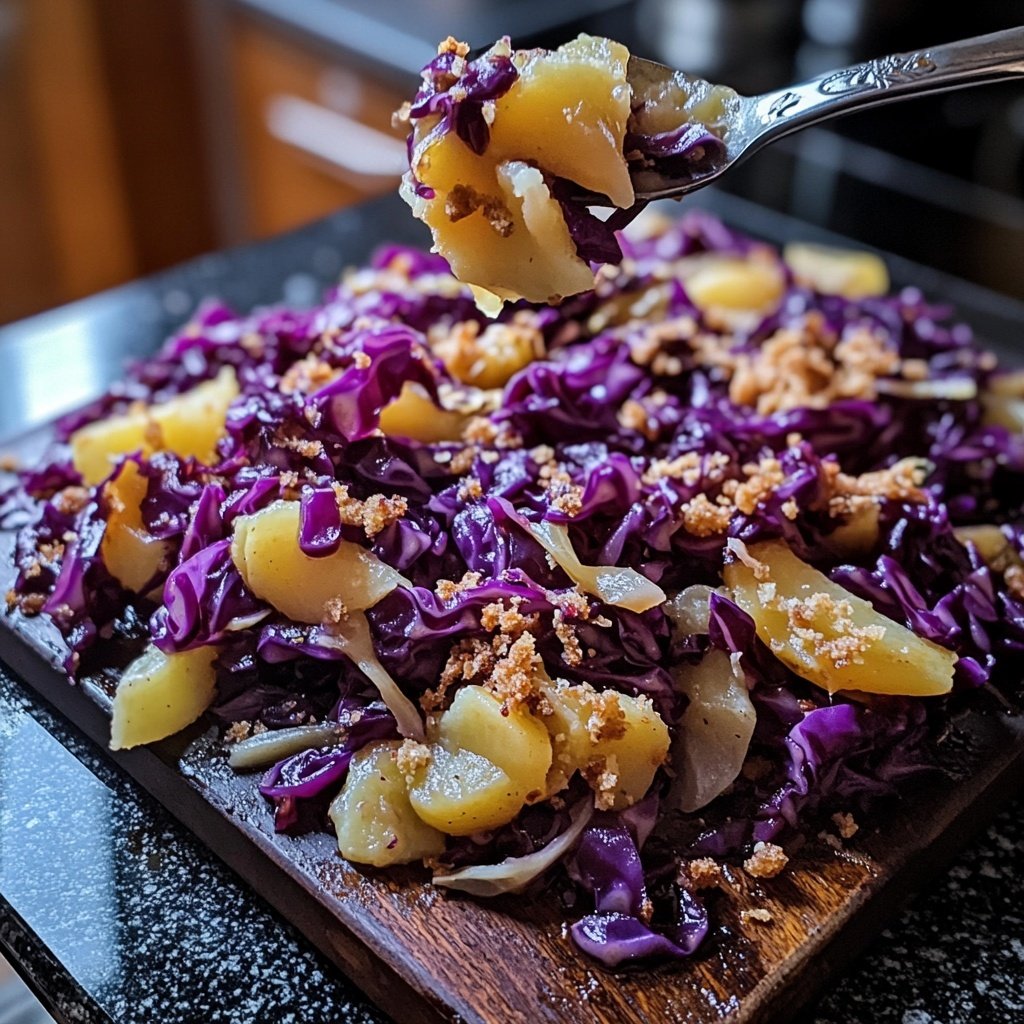 Rotkohl Pfanne mit Kartoffeln