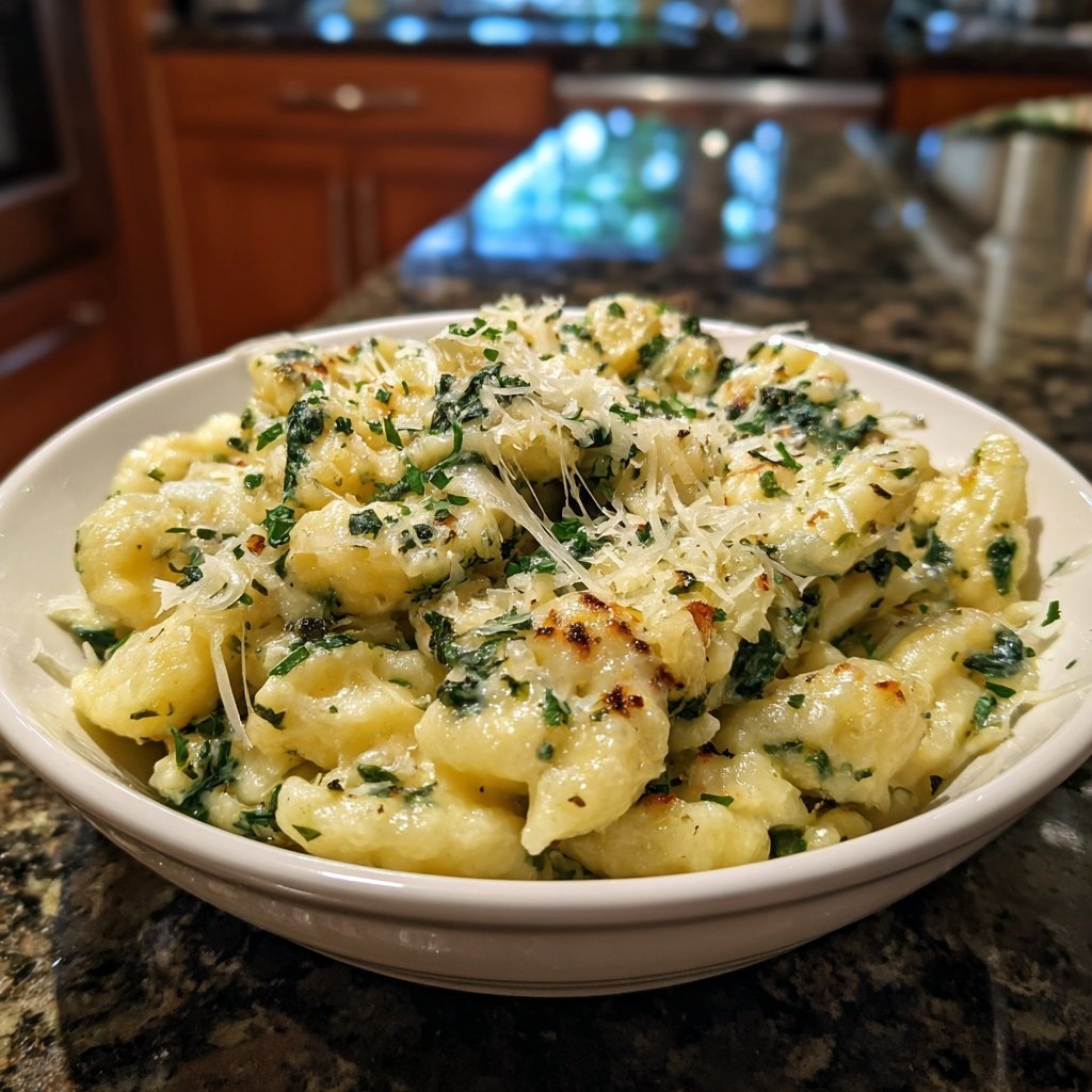 Spinat-Käsespätzle mit Knoblauchbutter
