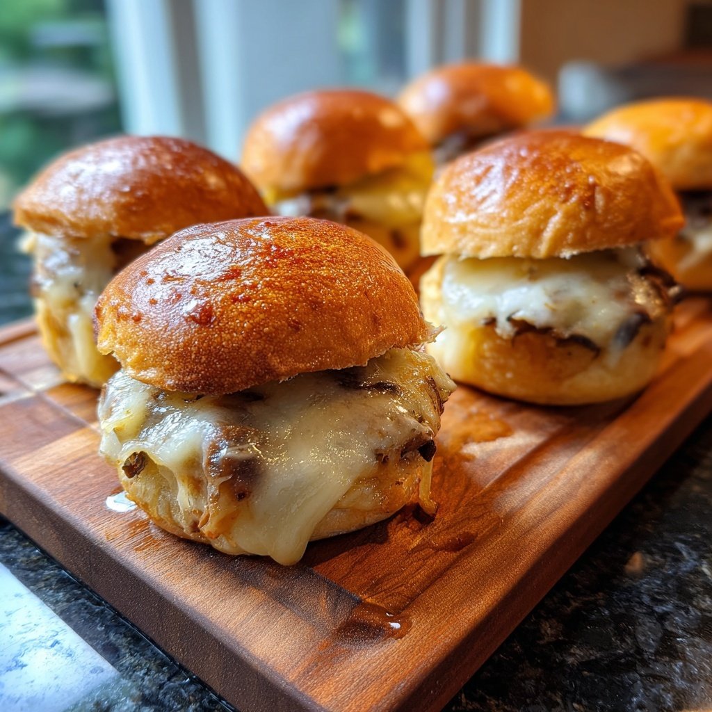 Knoblauch Champignon und Gruyère Sliders