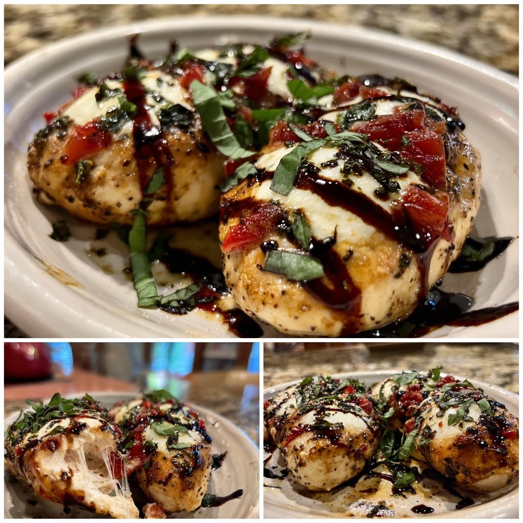 Balsamico Hähnchen Caprese mit Kräutern