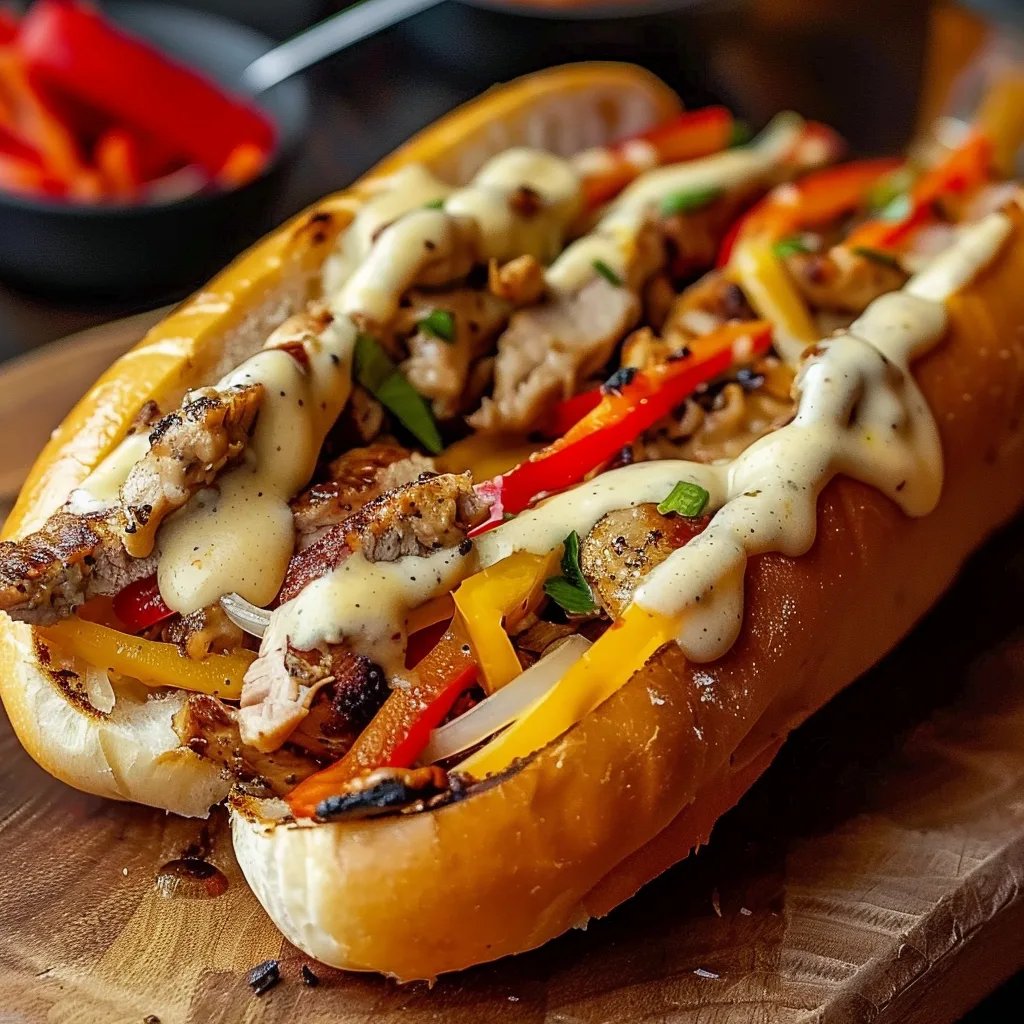 Hähnchen-Cheesesteak-Sandwich