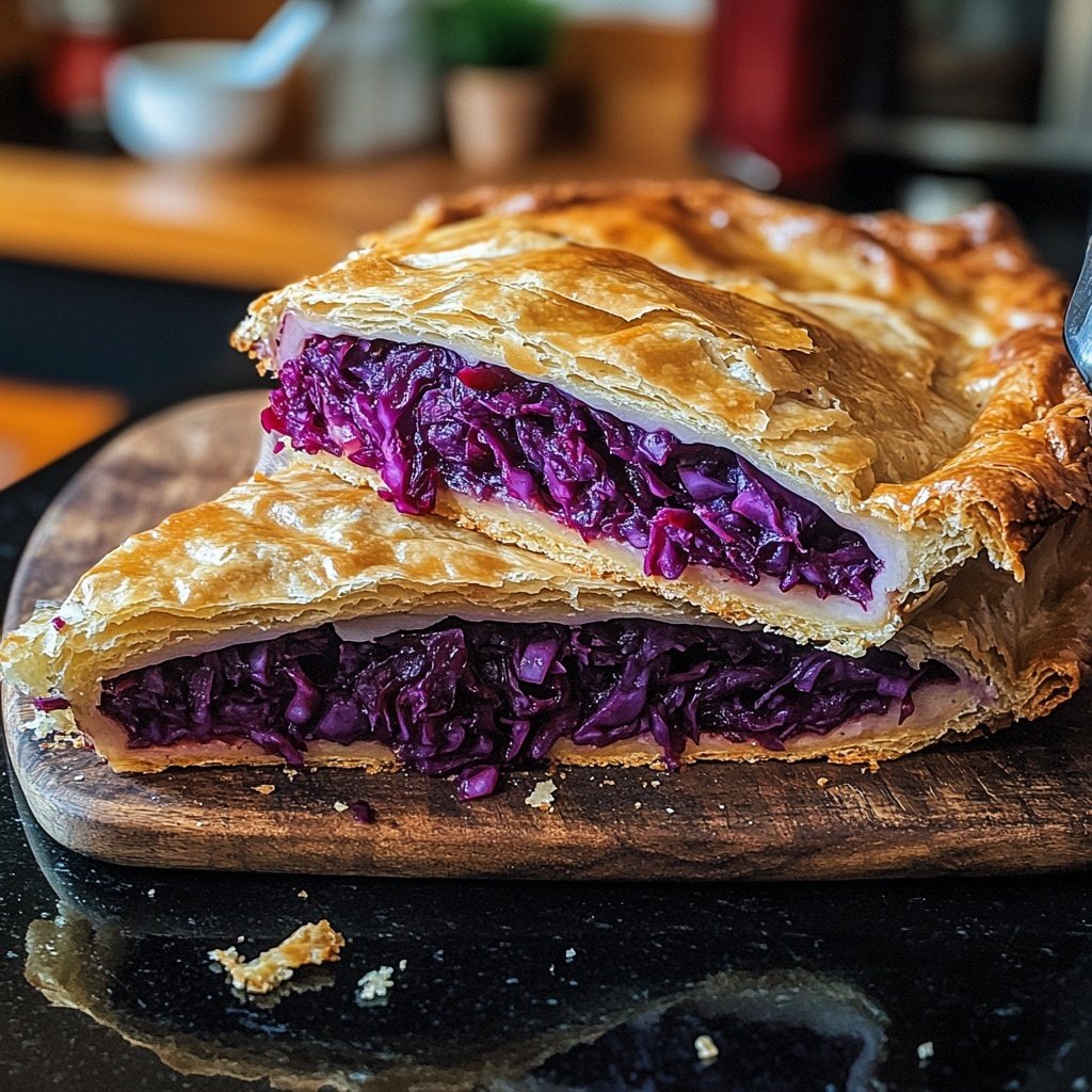 Vegetarischer Rotkohlstrudel