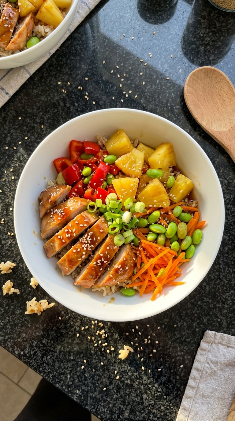 Ananas Hähnchen Teriyaki Bowl