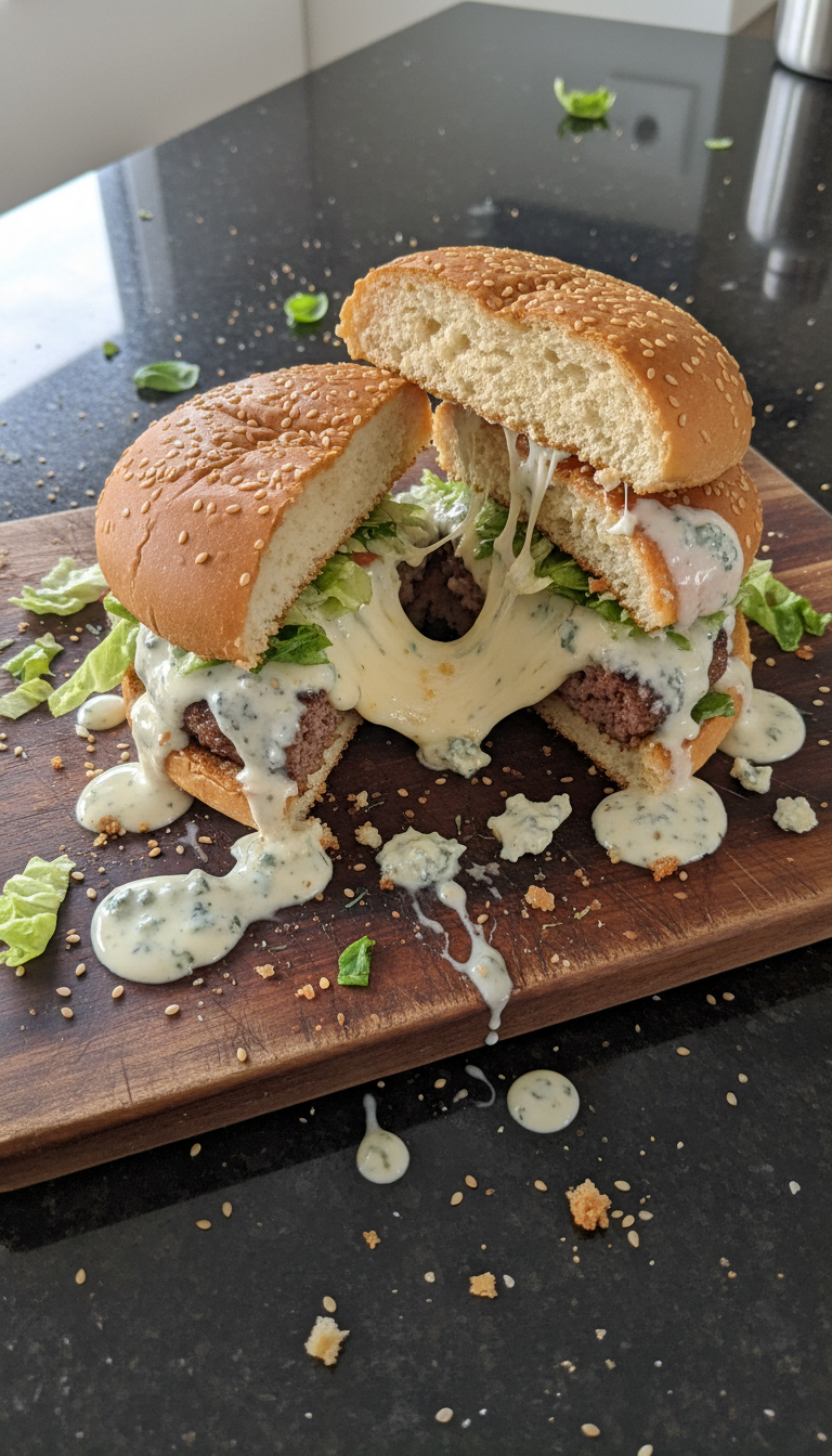 Gefüllte Burger mit Gorgonzola Aioli