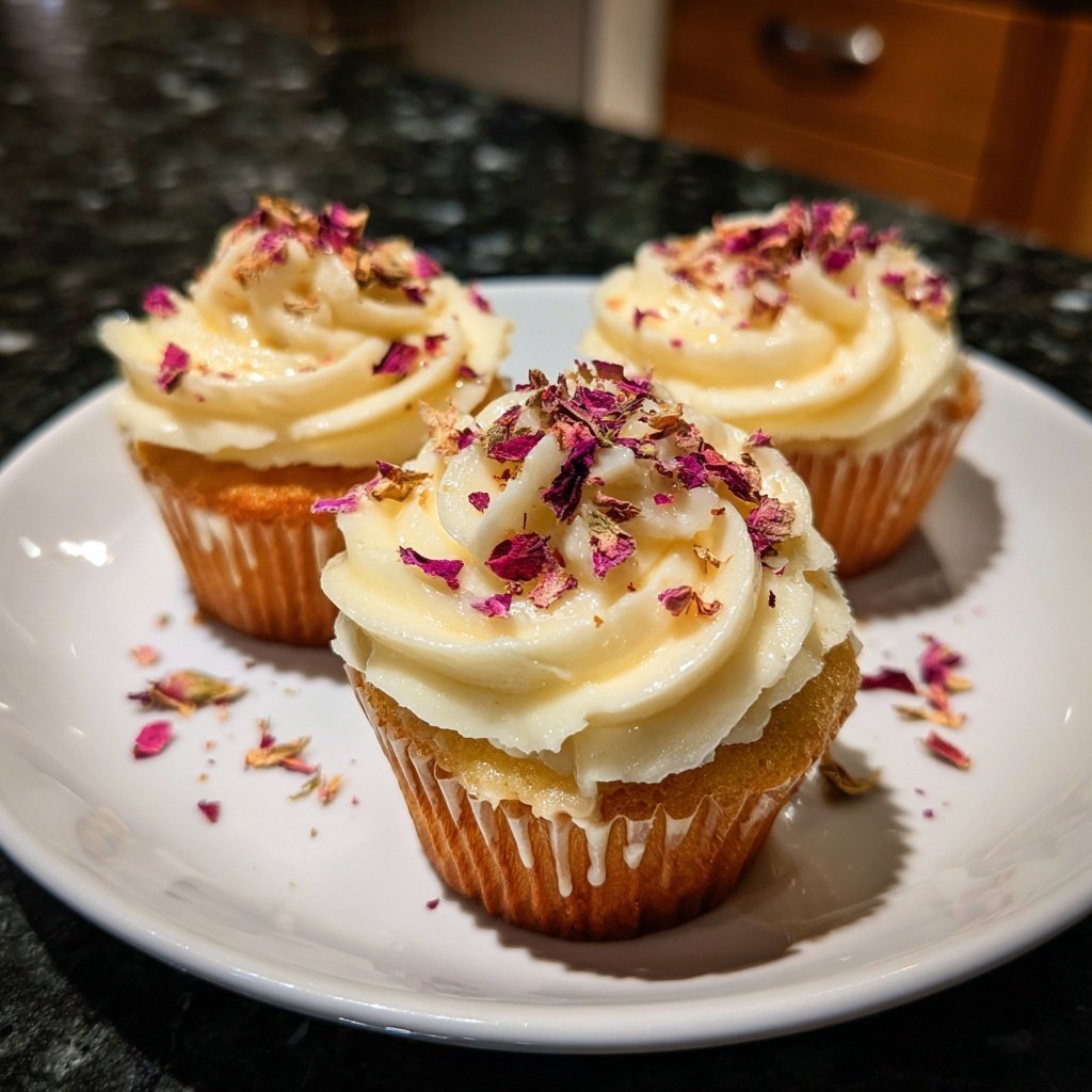 Rosenblüten Vanille Cupcakes