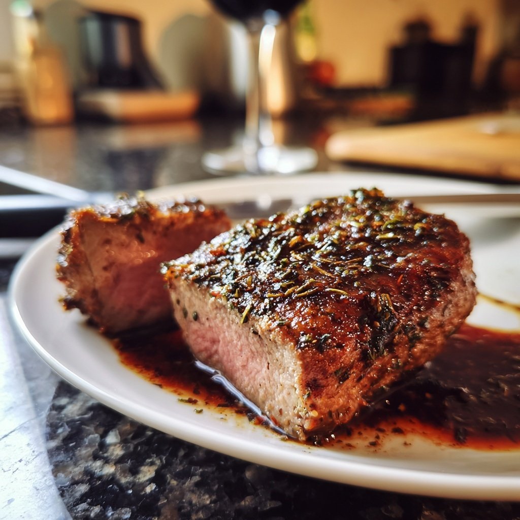 Rinderfilet mit Kräuterkruste und Rotwein-Specksauce