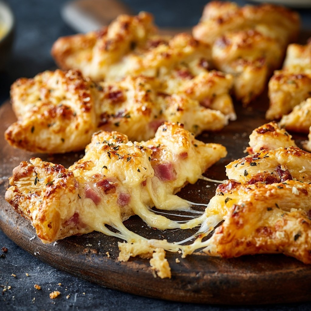 Weihnachtsbäume aus Blätterteig mit Schinken und Käse